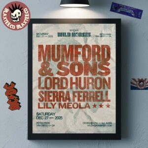 Mumford And Sons San Diego California 2025 Gig Poster At Petco Park On December 27 2025 Home Decor Poster Canvas