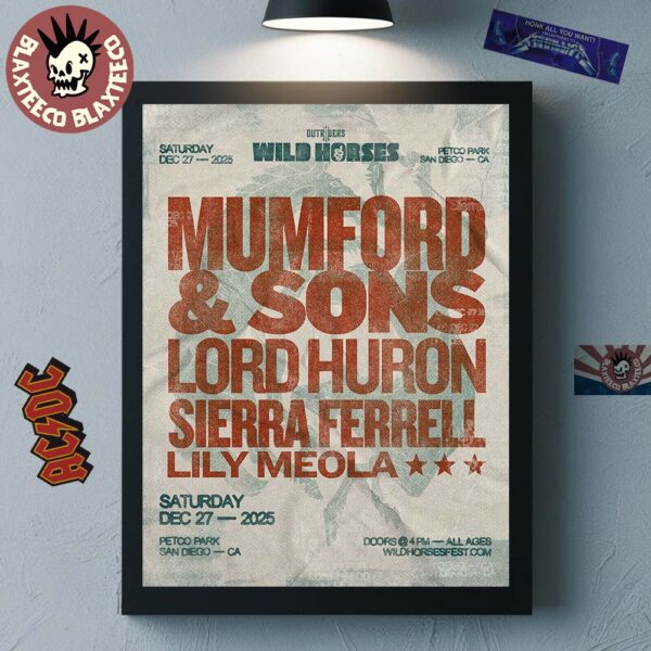 Mumford And Sons San Diego California 2025 Gig Poster At Petco Park On December 27 2025 Home Decor Poster Canvas
