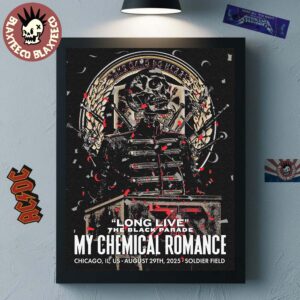 My Chemical Romance Long Live The Black Parade Chicago IL 2025 Gig Poster At Soldier Field On August 29 2025 Home Decor Poster Canvas