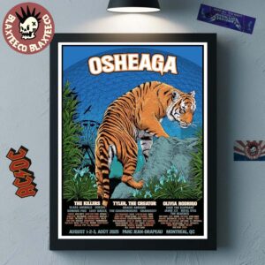 Osheaga Festival 2025 In Montreal Quebec At Parc Jean Drapeau On August 1 2 3 2025 Tiger Art With Full Lineup Home Decor Poster Canvas