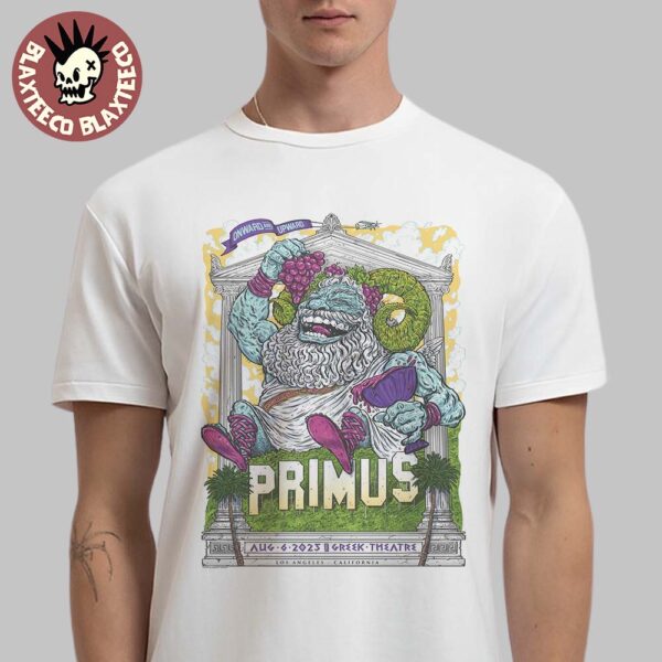 Primus Los Angeles California 2025 Concert Poster At Greek Theatre On August 6 2025 Onward And Upward Tour Classic T-Shirt