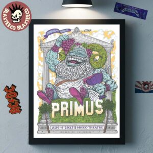 Primus Los Angeles California 2025 Concert Poster At Greek Theatre On August 6 2025 Onward And Upward Tour Home Decor Poster Canvas