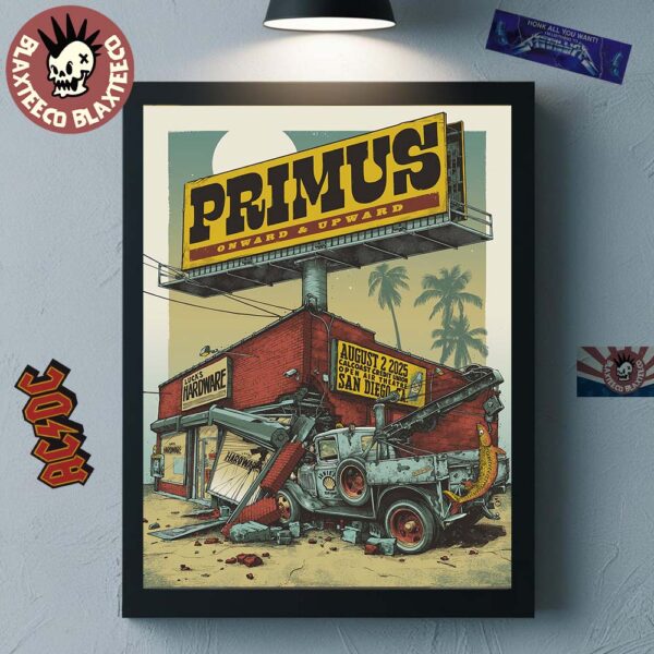 Primus Onward And Upward San Diego California 2025 Venue Poster At Calcoast Credit Union Open Air Theatre On August 2 2025 Home Decor Poster Canvas
