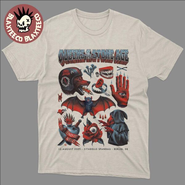 Queens Of The Stone Age Berlin Germany 2025 Event Poster At Zitadelle Spandau On August 12 2025 The End Is Nero Unisex T-Shirt