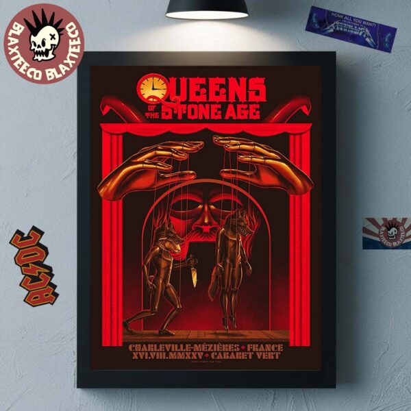 Queens Of The Stone Age Charleville Mezieres France 2025 Show Poster At Cabaret Vert On August 16 2025 Home Decor Poster Canvas