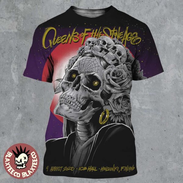 Queens Of The Stone Age Helsinki Finland 2025 Venue Poster At Ice Hall On August 4 2025 All Over Print Shirt
