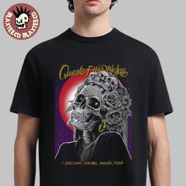 Queens Of The Stone Age Helsinki Finland 2025 Venue Poster At Ice Hall On August 4 2025 Unisex T-Shirt