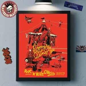 Queens Of The Stone Age Sheffield UK 2025 Night 1 Venue Poster At Don Valley Bowl On August 27 2025 Rock N Roll Circus Poster Canvas For Home Decor