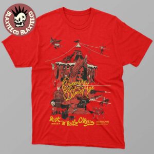 Queens Of The Stone Age Sheffield UK 2025 Night 1 Venue Poster At Don Valley Bowl On August 27 2025 Rock N Roll Circus T-Shirt