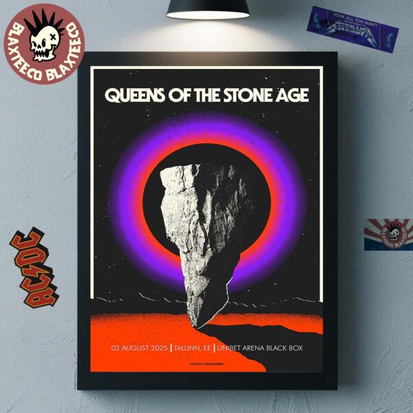 Queens Of The Stone Age Tallinn Estonia 2025 Gig Poster At Unibet Arena Black Box On August 2 2025 Home Decor Poster Canvas