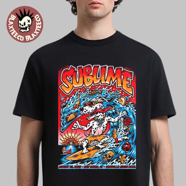 Sublime New Haven Connecticut 2025 Concert Poster Featuring Lou Dog At Westville Music Bowl On August 23 2025 T-Shirt
