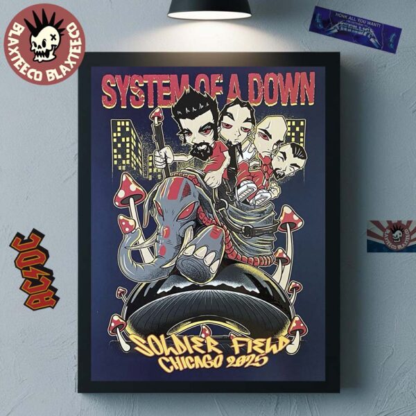 System Of A Down Chicago 2025 Venue Poster At Soldier Field On August 31 And September 1 2025 Home Decor Poster Canvas