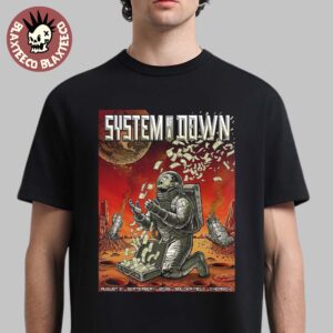 System Of A Down Chicago IL 2025 Gig Poster At Soldier Field On August 31 And September 1 2025 Astronaut Crying With Money Art Premium T-Shirt