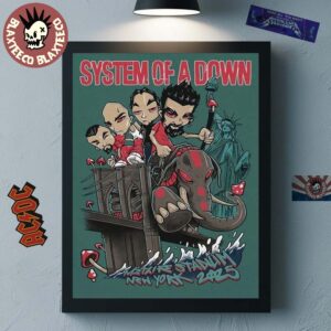 System Of A Down New York 2025 Gig Poster At Metlife Stadium On August 27 And 28 2025 Band Riding An Elephant Poster Canvas For Home Decor