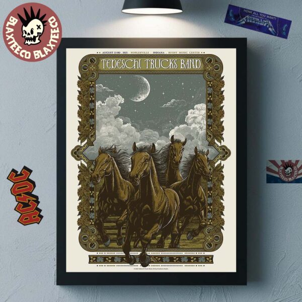 Tedeschi Trucks Band Noblesville Indiana 2025 Gig Poster At Ruoff Music Center On August 23 2025 Home Decor Poster Canvas