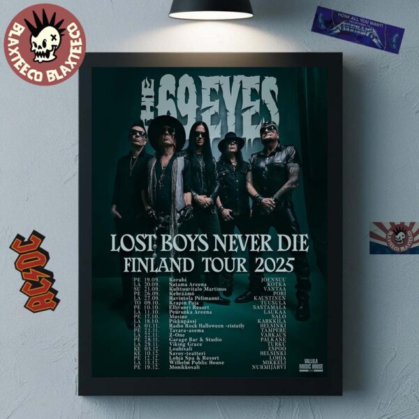 The 69 Eyes Lost Boys Never Die Finland Tour 2025 Schedule Tour Dates Poster Canvas For Home Decor