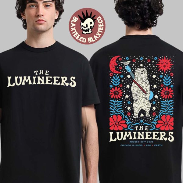The Lumineers Chicago Illinois 2025 Gig Poster At Soldier Field On August 30 2025 Two Sided T-Shirt