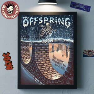 The Offspring Minneapolis Minnesota 2025 Event Poster At Target Center On August 15 2025 Skating Skeleton Home Decor Poster Canvas