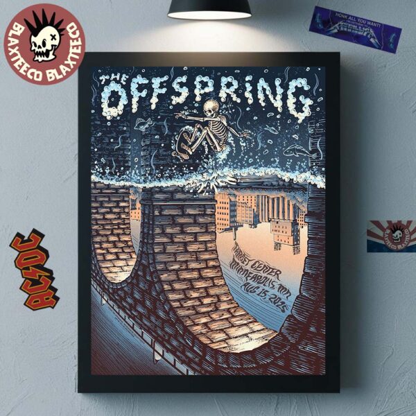The Offspring Minneapolis Minnesota 2025 Event Poster At Target Center On August 15 2025 Skating Skeleton Home Decor Poster Canvas
