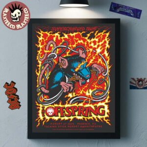 The Offspring Phoenix Arizona 2025 Gig Poster At Talking Stick Resort Amphitheatre On August 27 2025 Supercharged Tour Home Decor Poster Canvas