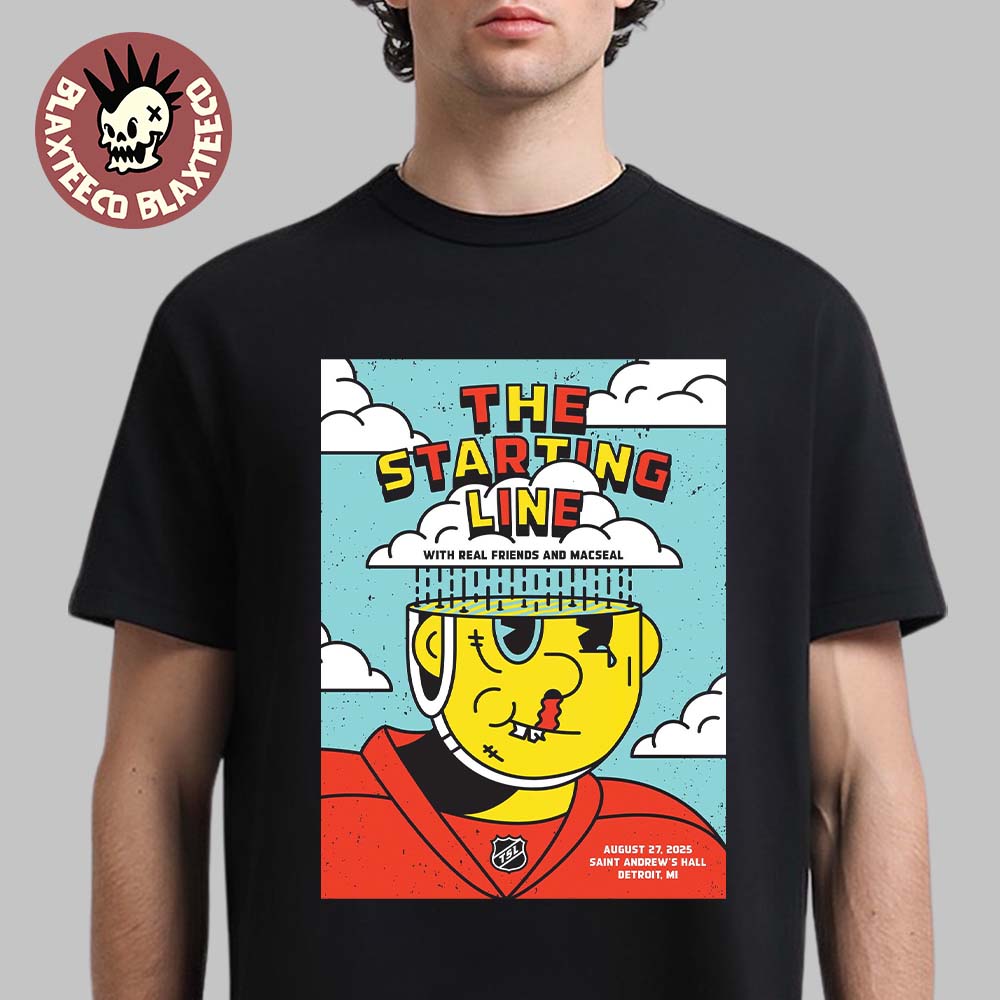 The Starting Line Detroit Michigan 2025 Gig Poster At Saint Andrew's Hall On August 27 2025 Detroit Red Wings Hockey Player Art T-Shirt