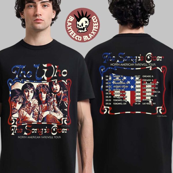 The Who The Song Is Over North American Farewell Tour 2025 Photo Dateback USA Flag Theme Two Sided T-Shirt