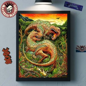 Widespread Panic Boston Massachusetts Event Poster At MGM Music Hall At Fenway Park On August 21 22 And 23 2025 T-Rex Art By Miles Tsang Poster Canvas