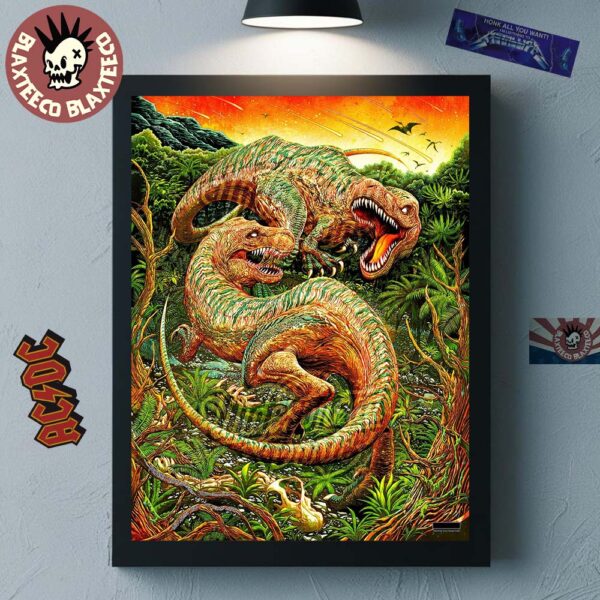 Widespread Panic Boston Massachusetts Event Poster At MGM Music Hall At Fenway Park On August 21 22 And 23 2025 T-Rex Art By Miles Tsang Poster Canvas