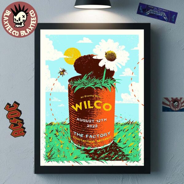 Wilco Chesterfield Missouri 2025 Gig Poster At The Factory On August 12 2025 Home Decor Poster Canvas