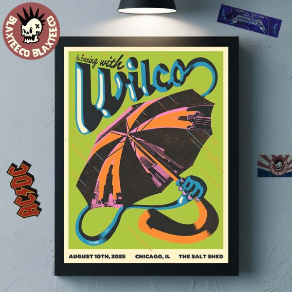 Wilco Chicago Illinois 2025 Gig Poster At The Salt Shed On August 10 2025 Home Decor Poster Canvas