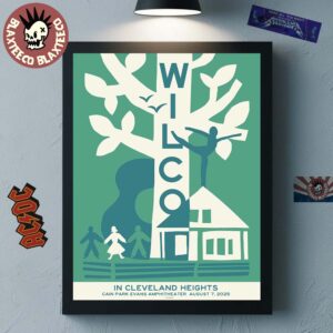 Wilco Cleveland Heights Ohio 2025 Gig Poster At Cain Park Evans Amphitheater On August 7 2025 Home Decor Poster Canvas