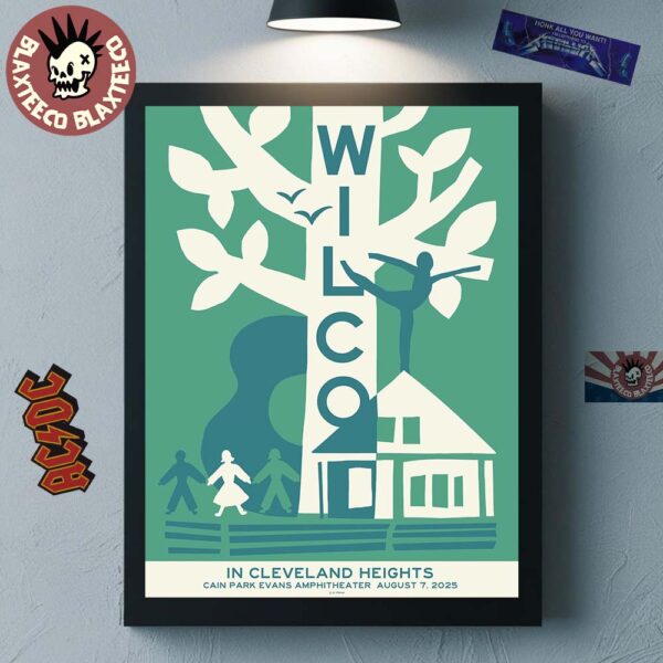 Wilco Cleveland Heights Ohio 2025 Gig Poster At Cain Park Evans Amphitheater On August 7 2025 Home Decor Poster Canvas