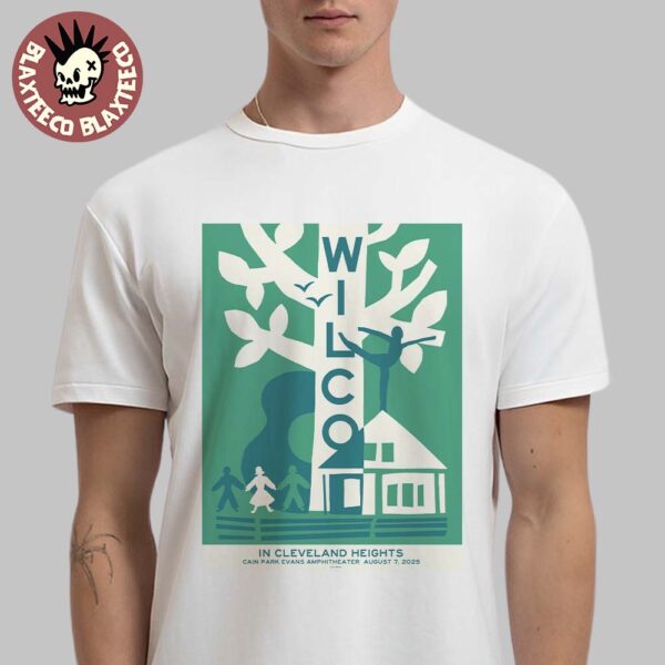 Wilco Cleveland Heights Ohio 2025 Gig Poster At Cain Park Evans Amphitheater On August 7 2025 T-Shirt