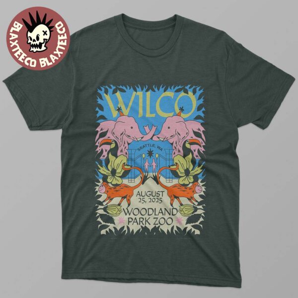 Wilco Seattle Washington 2025 Night 2 Concert Poster At Woodland Park Zoo On August 25 2025 T-Shirt