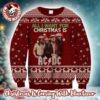 ACDC Logo With Snowflakes And Reindeer Pattern Black And Red Christmas Ugly Sweater