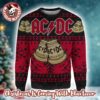 ACDC For Those To Have A Great Christmas Xmas Wreath Cannon Knitted Green Christmas Ugly Sweater