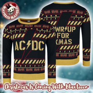 ACDC Power Up Lightning Pattern PWR Up For Xmas Knitted Ugly Christmas Sweater