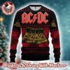 ACDC Band Funny Graphics Snowflakes And Thunder Pattern Knitted Black And Yellow Christmas Ugly Sweater