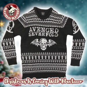 Avenged Sevenfold Black And White Beathbat And Logo Knitted Christmas Ugly Sweater