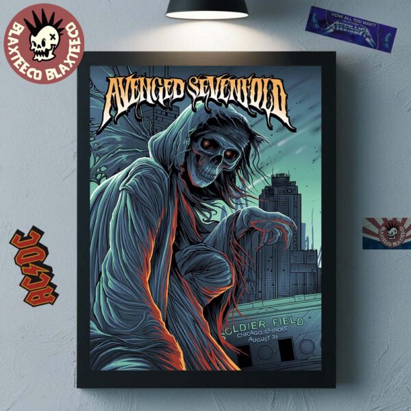 Avenged Sevenfold Chicago Illinois 2025 Night 1 Venue Poster At Soldier Field On August 31 2025 Home Decor Poster Canvas