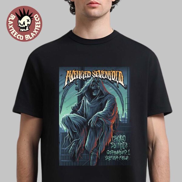 Avenged Sevenfold Chicago Illinois 2025 Night 2 Venue Poster At Soldier Field On September 1 2025 Unisex T-Shirt