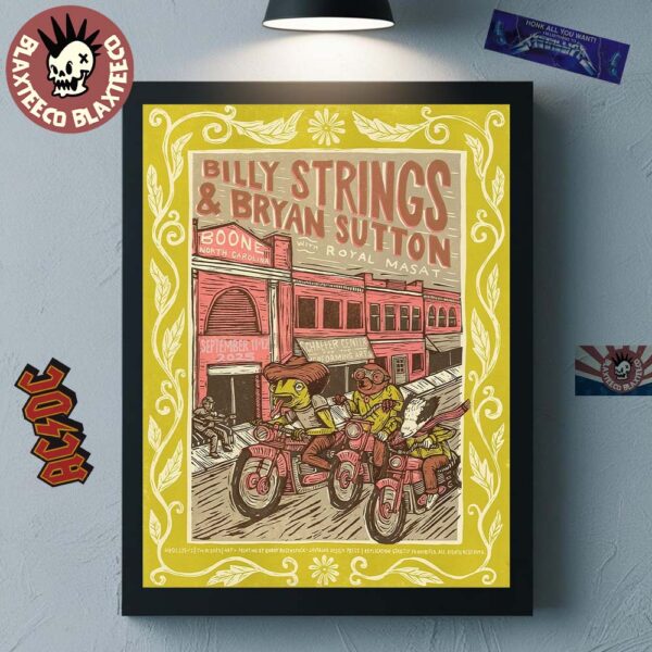 Billy Strings And Bryan Sutton With Royal Masat Boone North Carolina 2025 Dual Night Poster At The Schaefer Center for the Performing Arts On September 11 And 12 2025 Poster Canvas