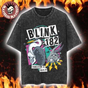 Blink 182 Charleston South Carolina 2025 Venue Tee At Credit One Stadium Missionary Impossible Tour On September 1 2025 Vintage Washed T-Shirt