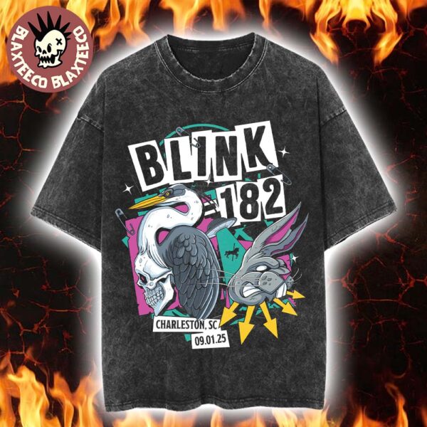Blink 182 Charleston South Carolina 2025 Venue Tee At Credit One Stadium Missionary Impossible Tour On September 1 2025 Vintage Washed T-Shirt