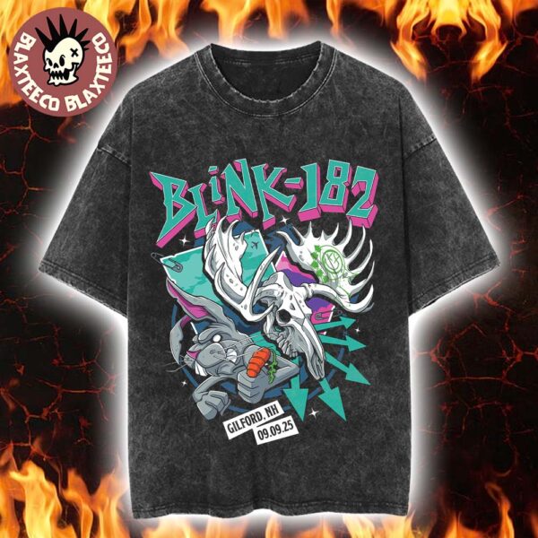 Blink 182 Gilford New Hampshire 2025 Missionary Impossible Tour Venue Tee At Bank New Hampshire Pavilion On September 9 2025 Vintage Washed T-Shirt