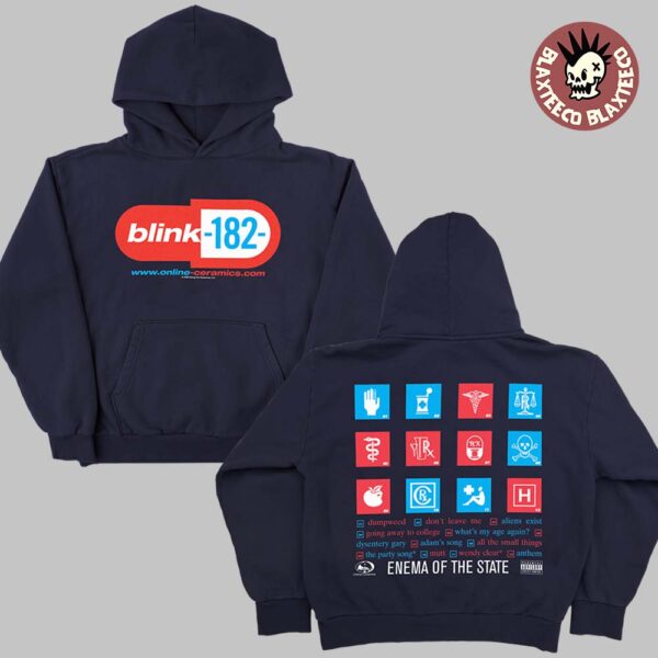 Blink 182 Missionary Impossible Tour 2025 Enema Of The State Two Sided Hoodie