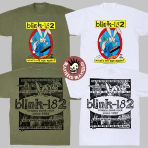 Blink 182 Missionary Impossible Tour 2025 What’s My Age Again Crappy Punk Rock Since 1992 Green And White T-Shirt