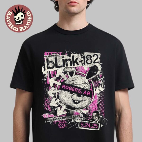 Blink 182 Rogers Arkansas 2025 Venue Tee At Walmart Arkansas Music Pavilion On September 24 2025 Missionary Impossible 2025 Tour T-Shirt