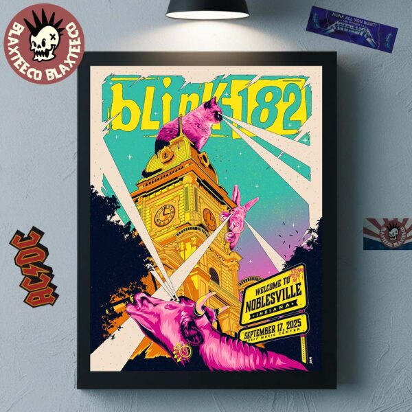 Blink 182 Welcome To Noblesville Indiana 2025 Venue Poster At Ruoff Music Center On September 17 2025 Home Decor Poster Canvas