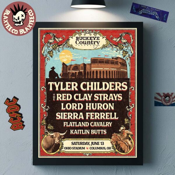 Buckeye Country Superfest 2026 In Columbus Ohio At Ohio Stadium On June 13 Lineup Home Decor Poster Canvas